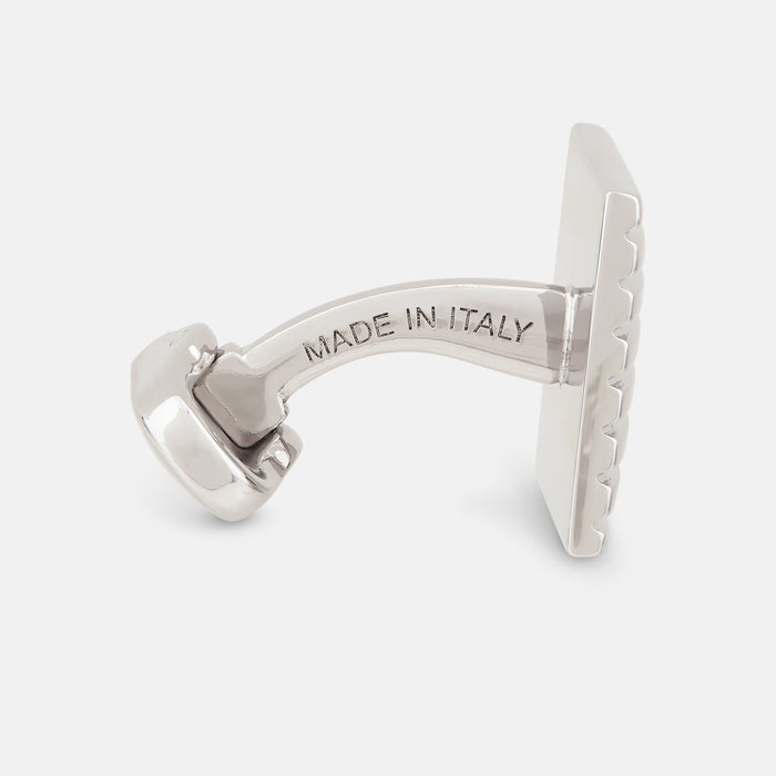 Silver Striped Square Cufflinks Image 1