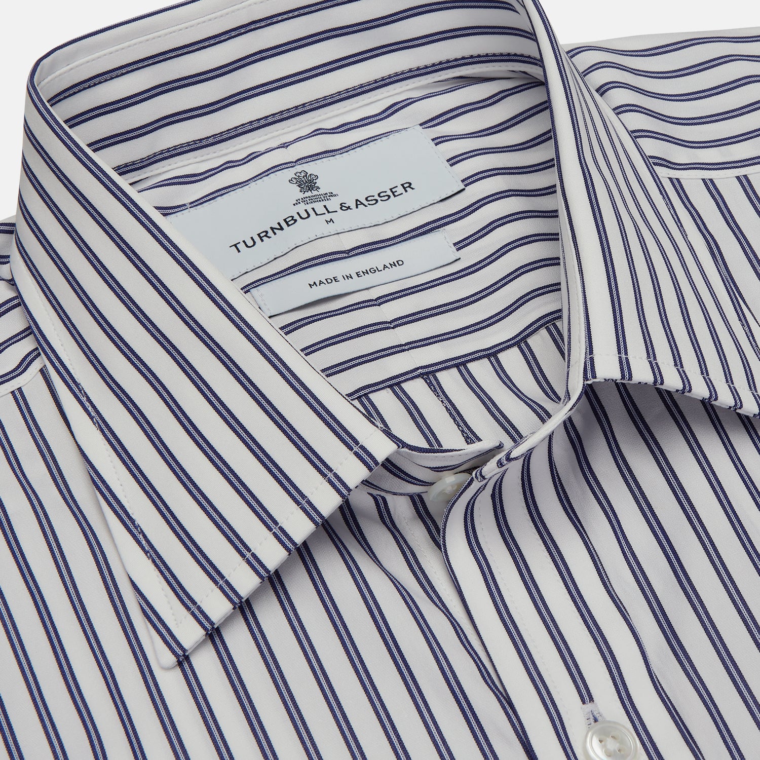 View 2 of product Navy Stripe Weekend Fit Shirt with Derby Collar and 1-Button Cuffs