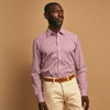 View 2 of product Purple & White Stripe Weekend Fit Shirt with Derby Collar and 1 Button Cuffs