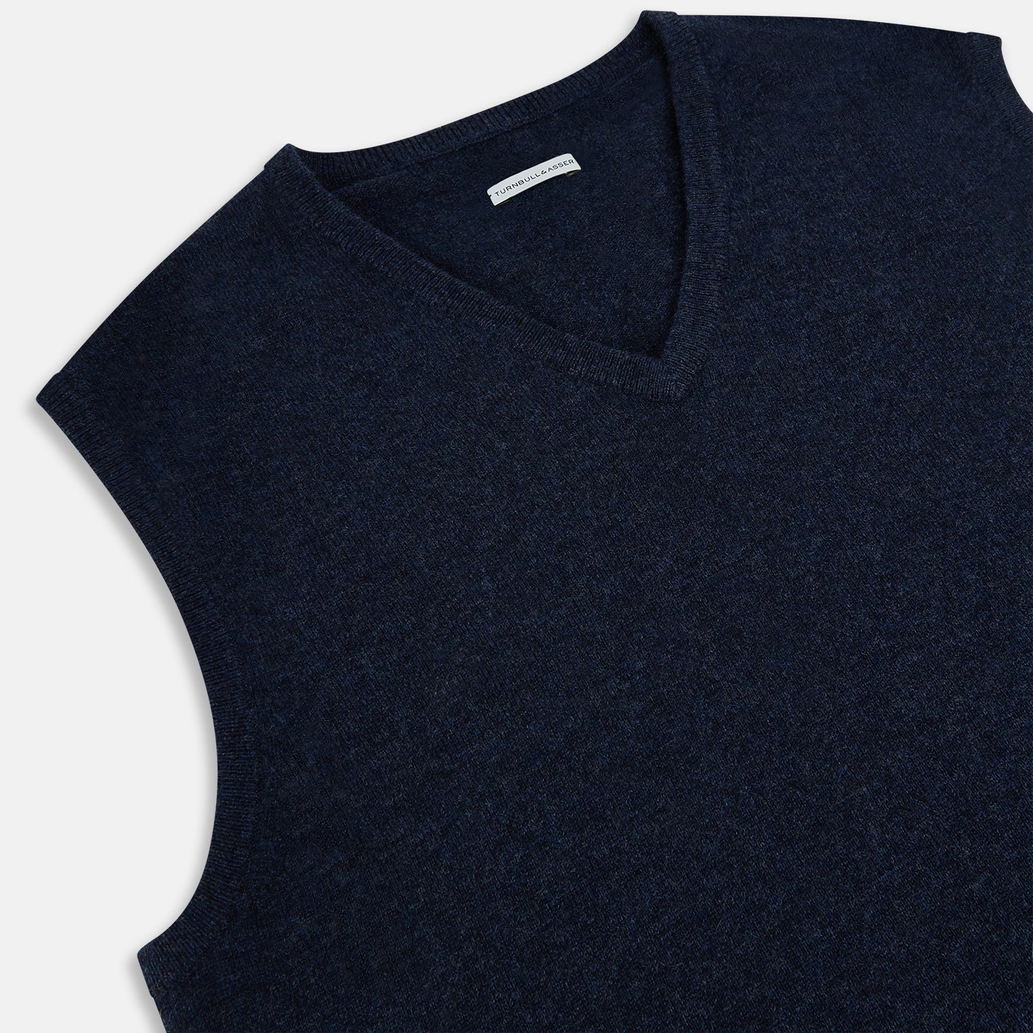 Navy Melange V-neck Cashmere Vest