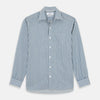 View 1 of product Pale Blue Multi Stripe Weekend Fit Wool Shirt with Derby Collar and 1 Button Cuffs