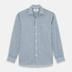 Pale Blue Multi Stripe Weekend Fit Wool Shirt with Derby Collar and 1 Button Cuffs