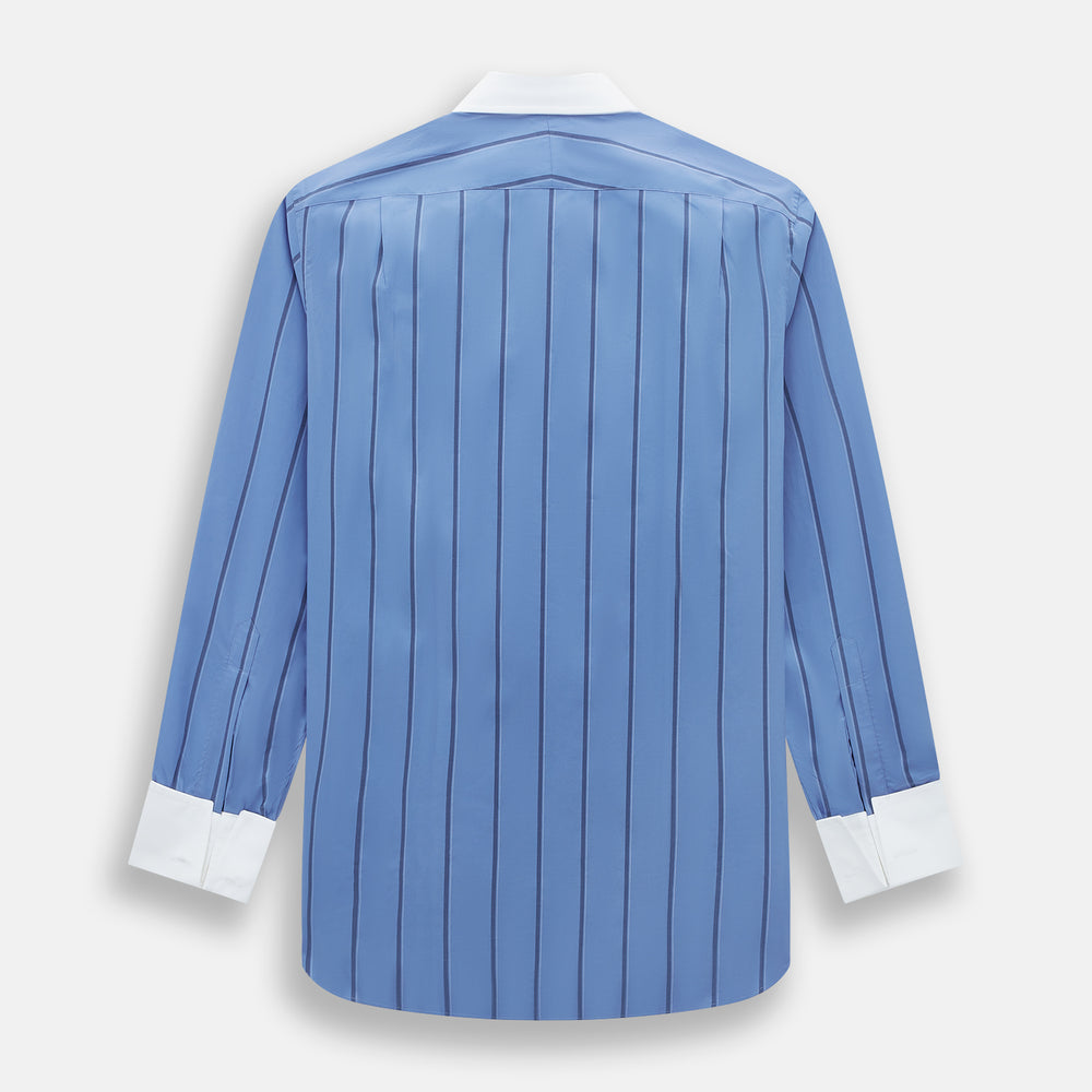 Colony Blue Track Stripe Shirt with Contrast T&A Collar and Cuffs
