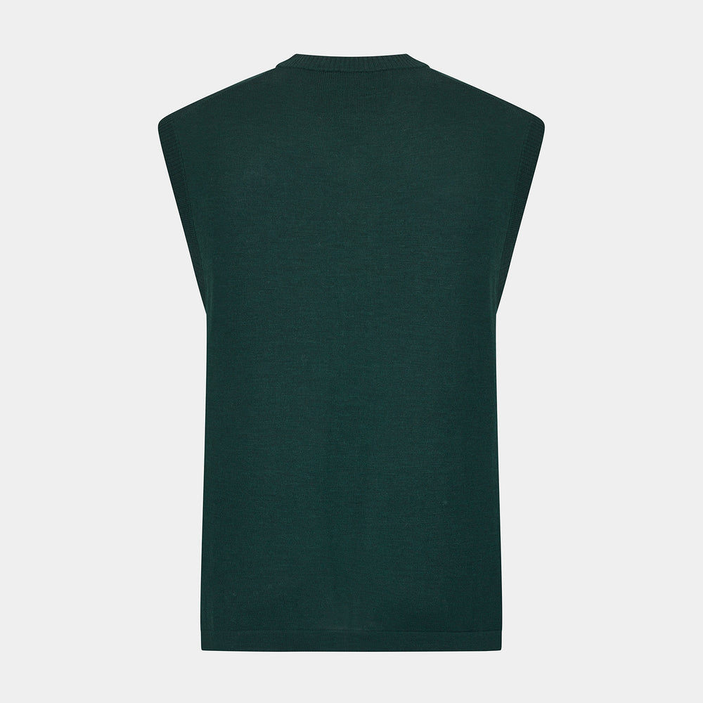 Petrol Green Fine Merino V-Neck Vest