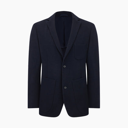 Navy Knitted Oxford Blazer