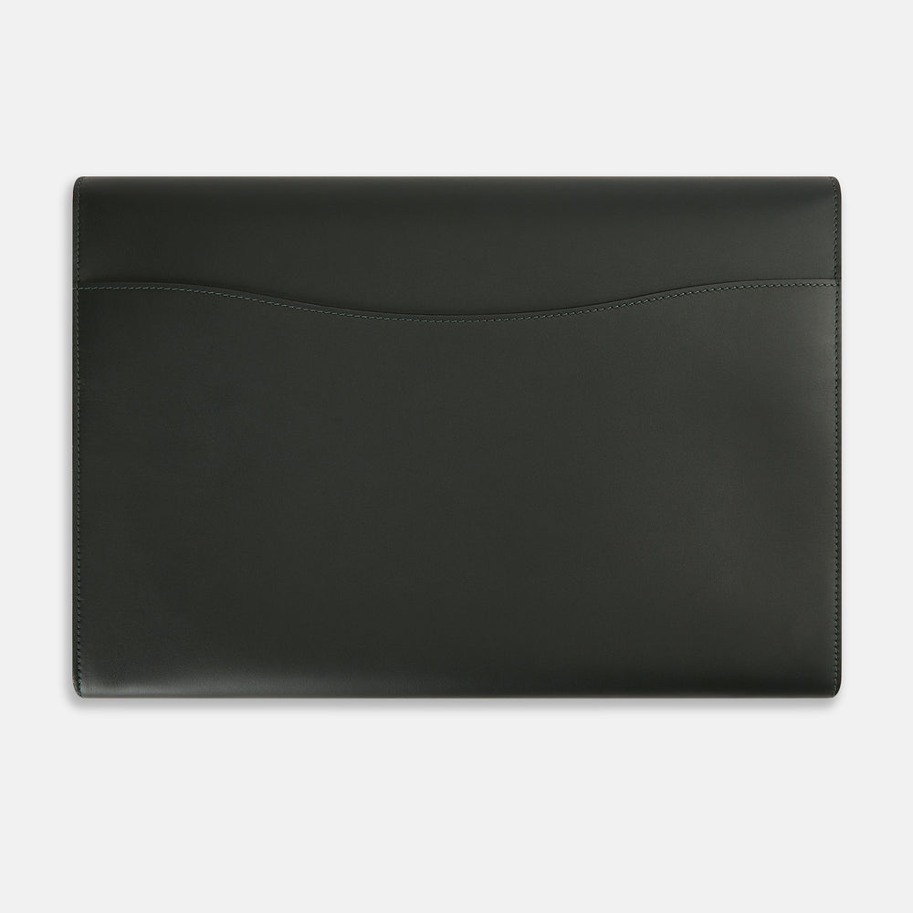 Forest Green Leather Snap-Fasten Pouch