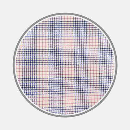 Blue and Pink Multi Check Silverline Cotton Fabric