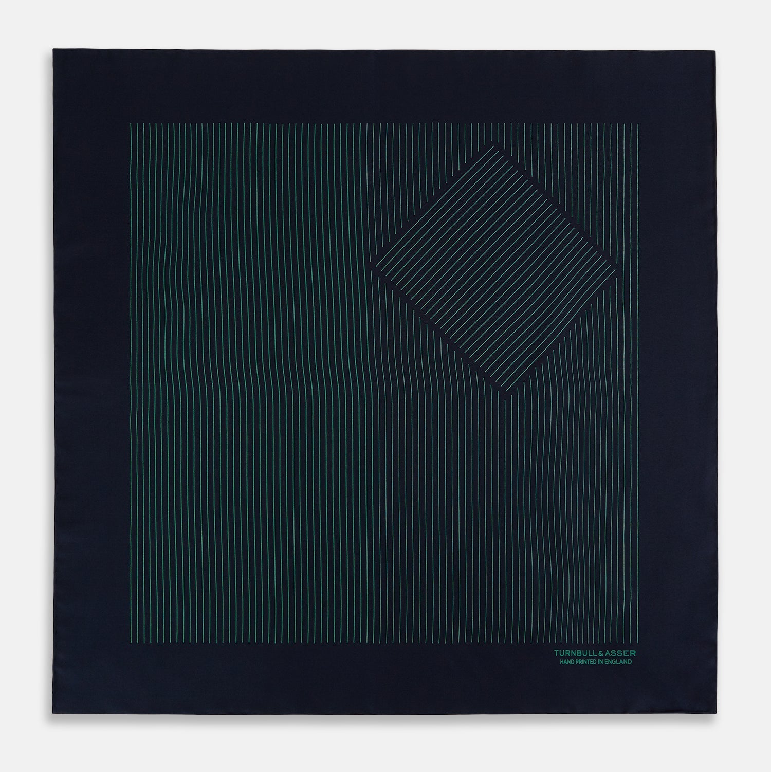 View 4 of product Navy and Hunter Green Stripe Silk Pocket Square
