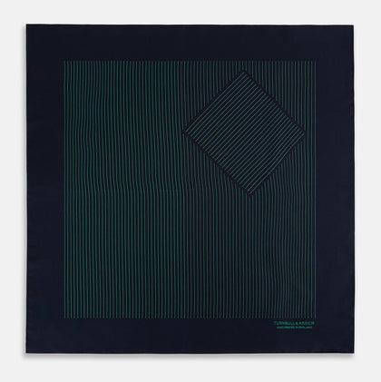 Navy and Hunter Green Stripe Silk Pocket Square Image 3