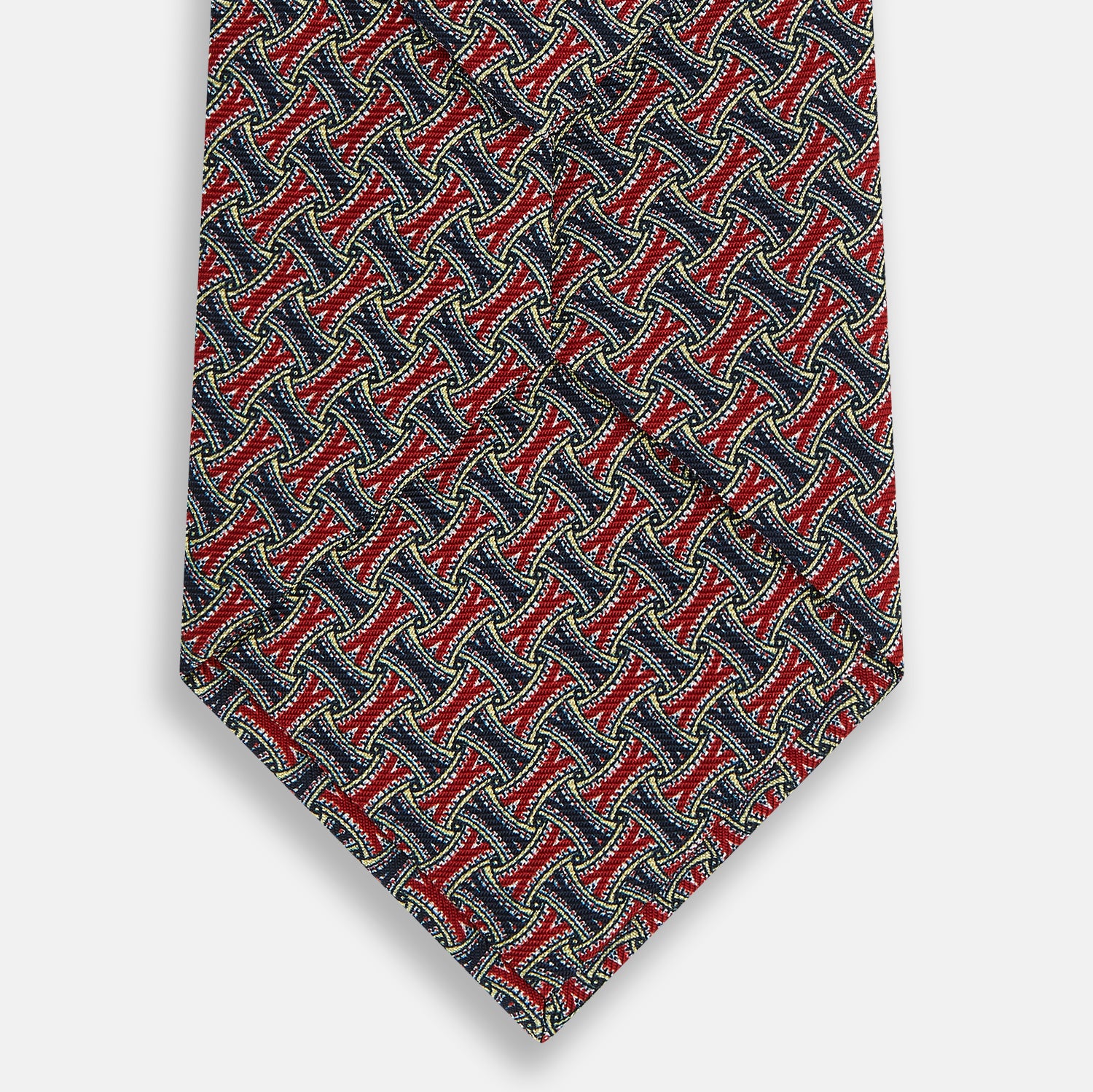 View 3 of product Red and Navy Weave-Patterned Printed Silk Tie