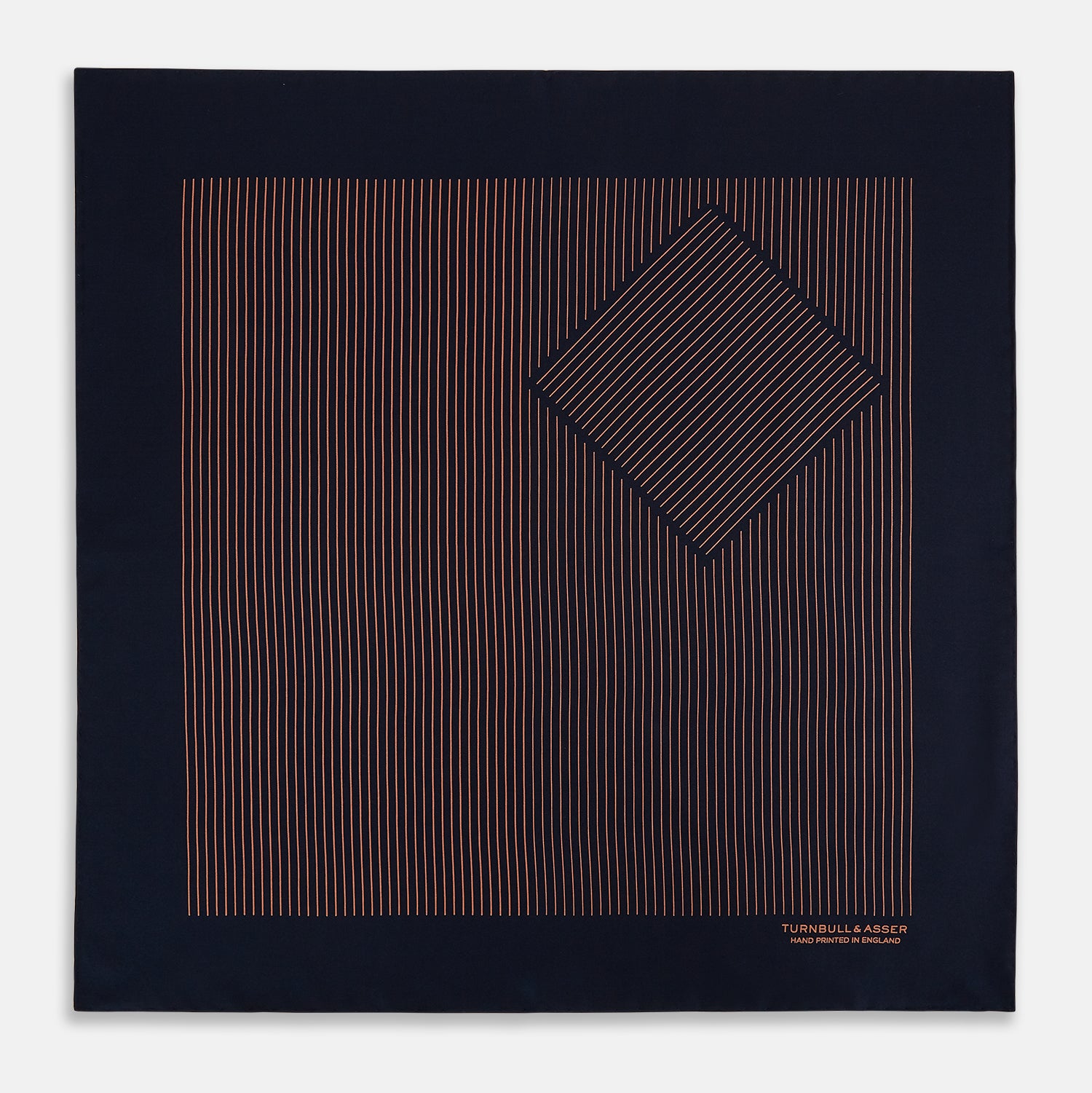 View 3 of product Navy and Blush Stripe Silk Pocket Square