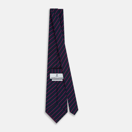 Navy and Purple Striped Blazer Silk Tie Image 3
