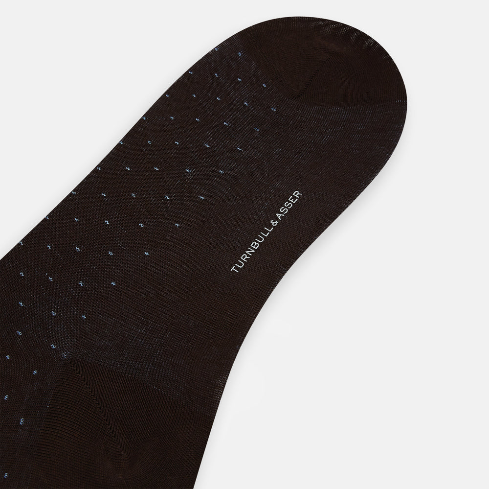 Dark Chocolate/Blue Pale Dot Mid-Length Socks