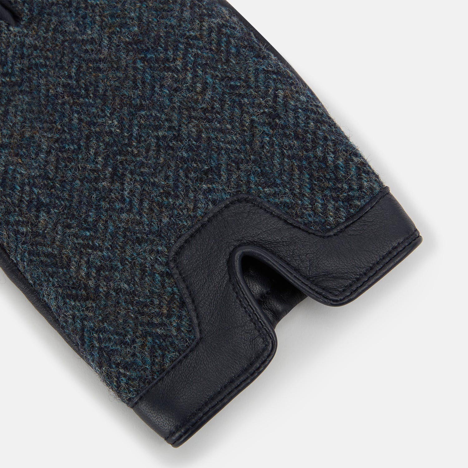 View 2 of product Navy Herringbone Tweed Cashmere-Lined Leather Gloves