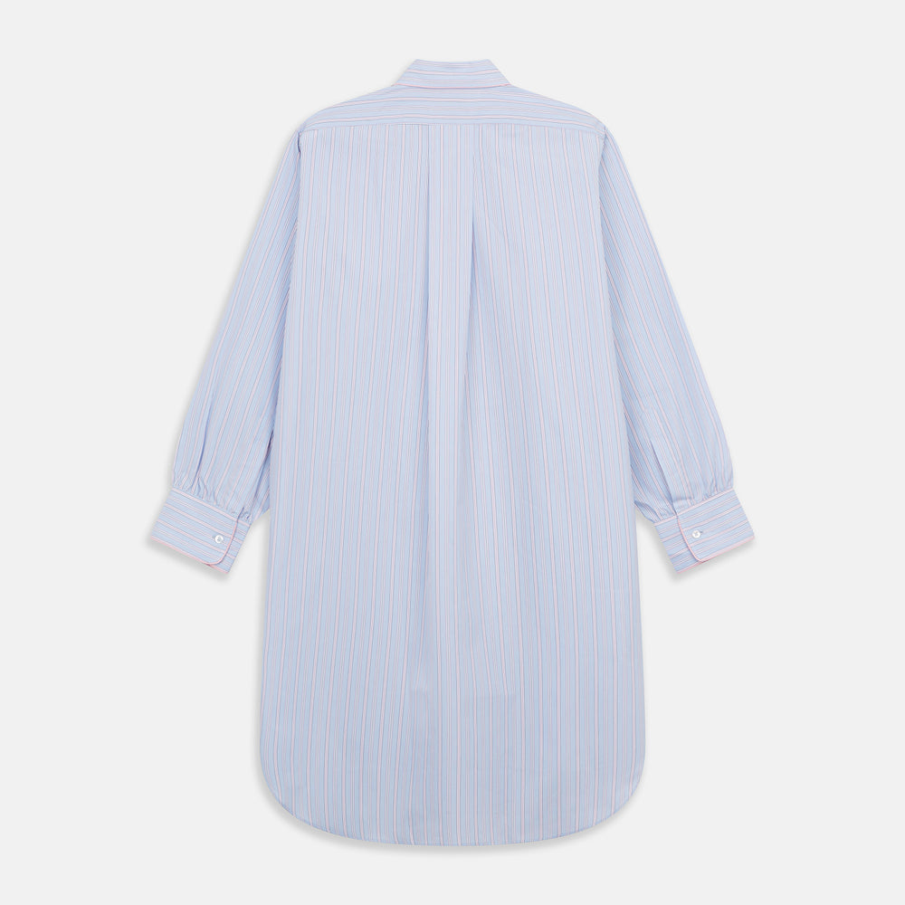 Blue and Pink Stripe Poplin Cotton Nightshirt