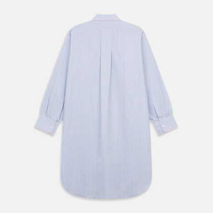 Blue and Pink Stripe Poplin Cotton Nightshirt Image 4