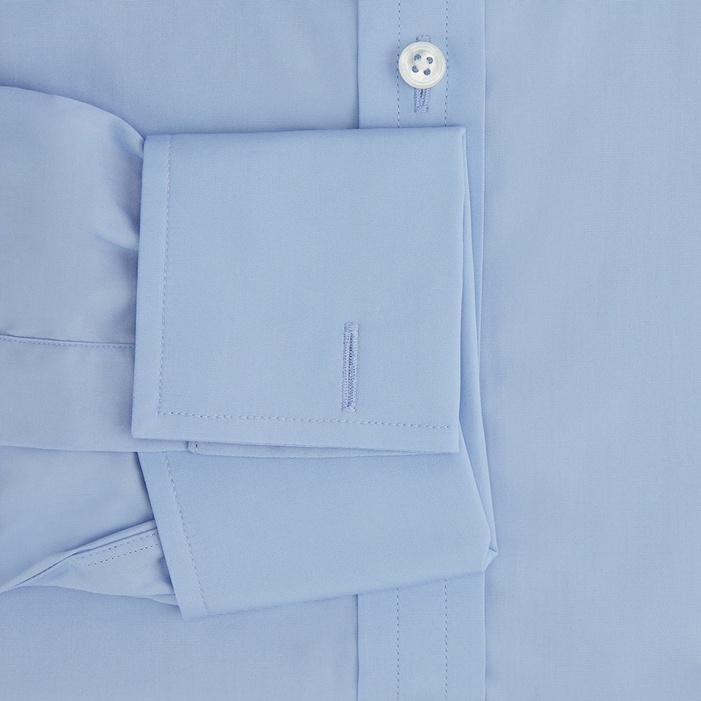 Blue Cotton Shirt with T&amp;A Collar and Double Cuffs