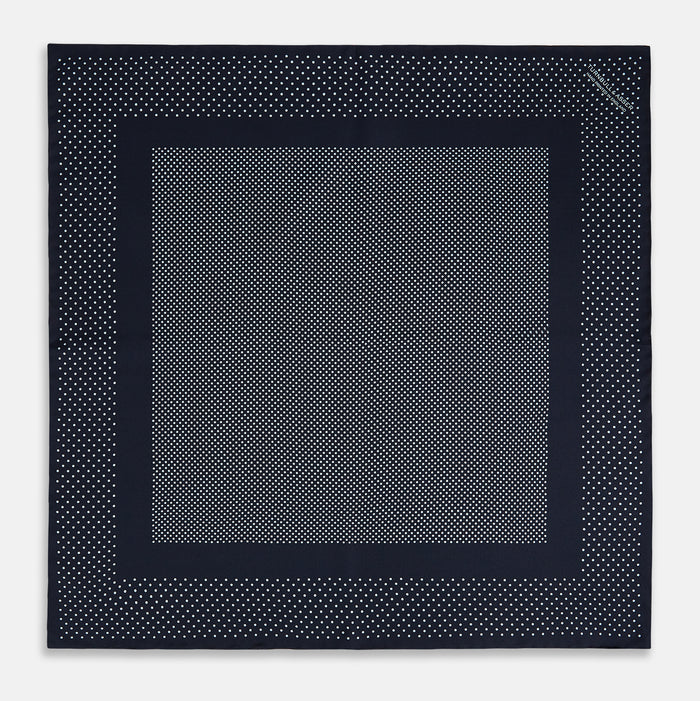 Navy and Light Blue Dot Silk Pocket Square Image 3