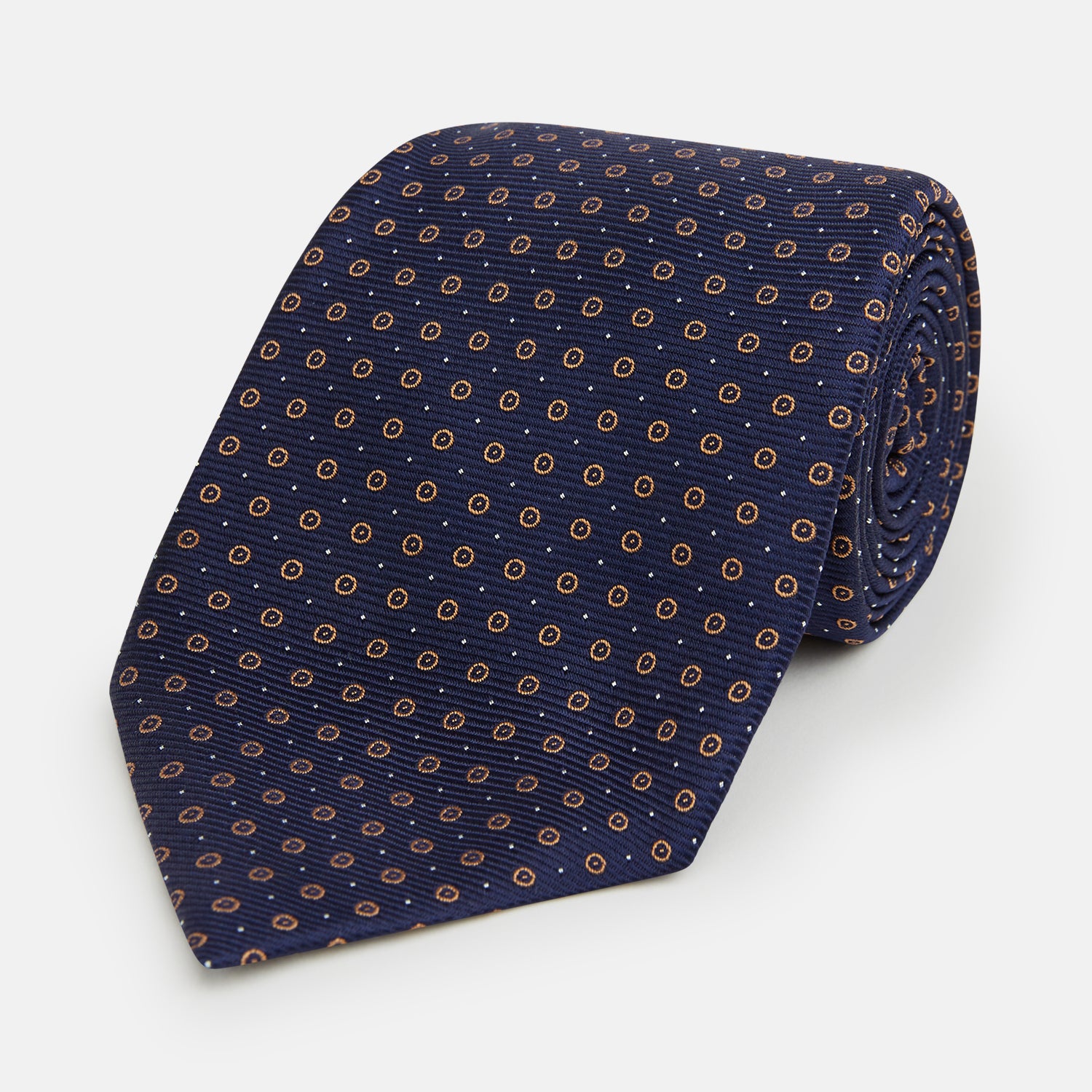 View 1 of product Navy and Brown Circle Silk Tie