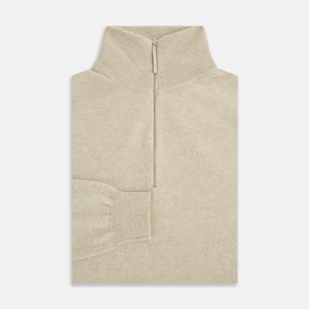 Cream Half-Zip Cashmere Jumper