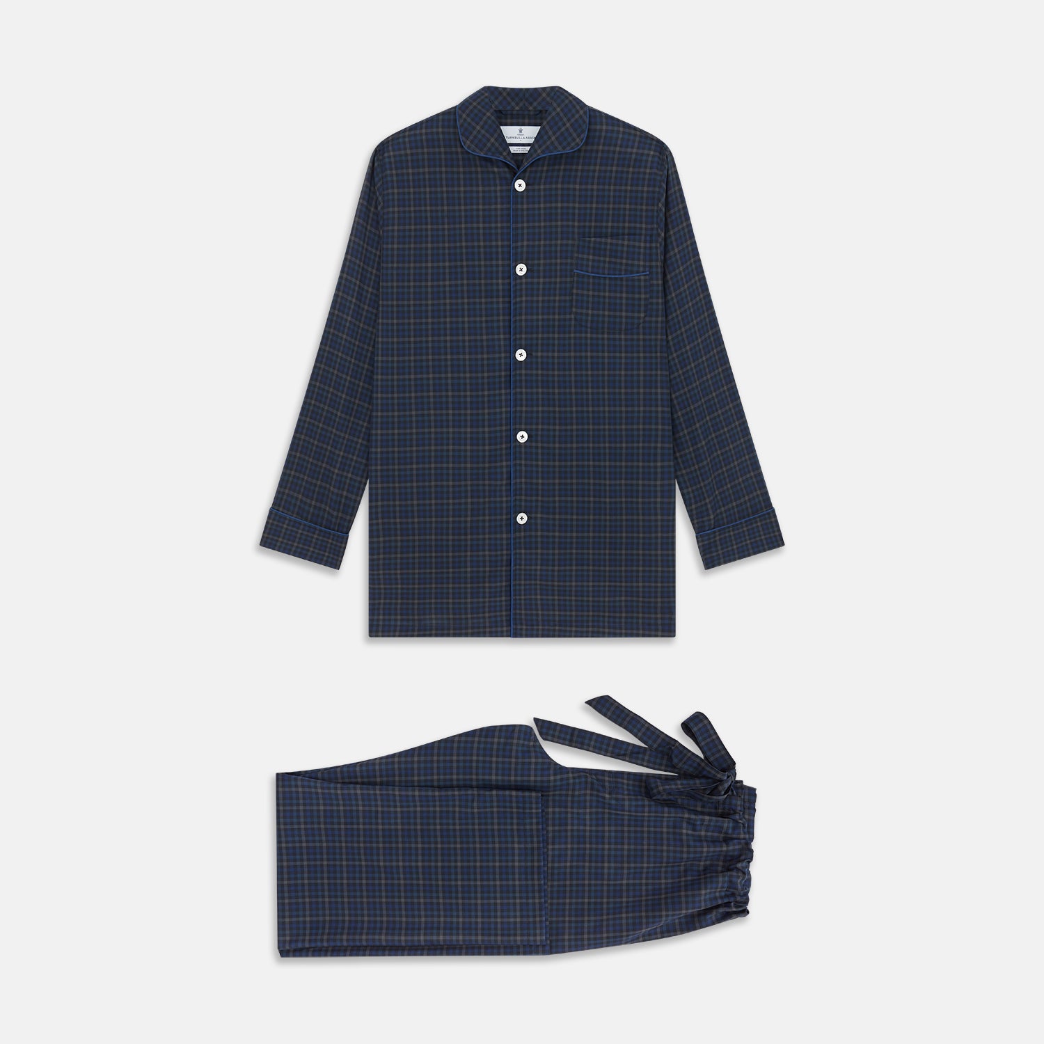 View 1 of product Blue Multi Check Wool Quin Pyjama Set
