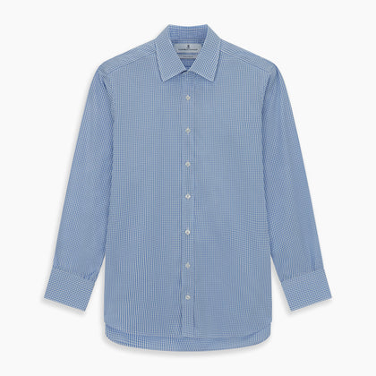 Light Blue Gingham Check Shirt with T&amp;A Collar and 3-Button Cuffs Image 5