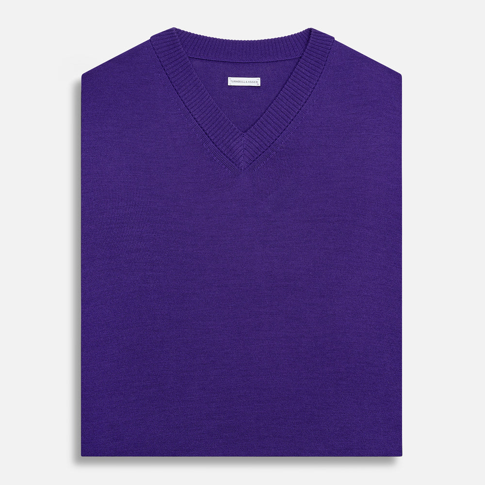 Purple Fine Merino V-Neck Vest