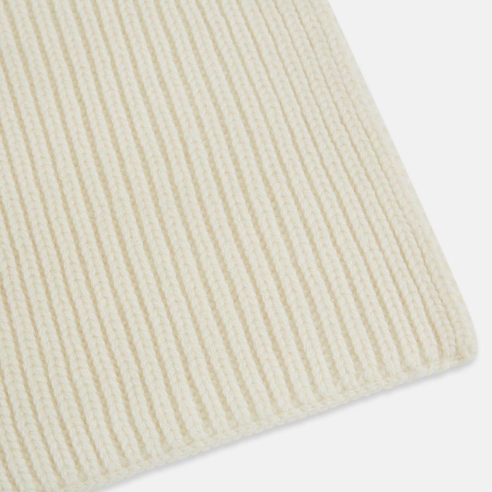Ivory Rib-Knit Cashmere Scarf