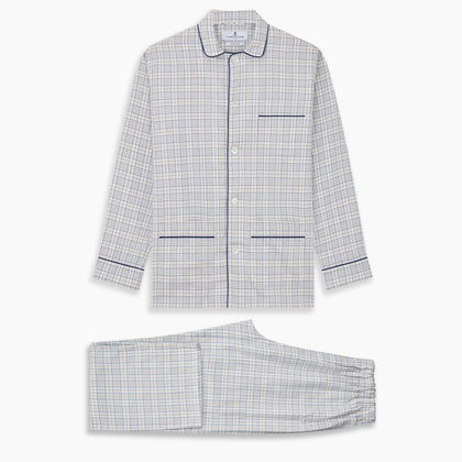 Blue Multi Check Cotton-Cashmere Modern Pyjama Set Image 6