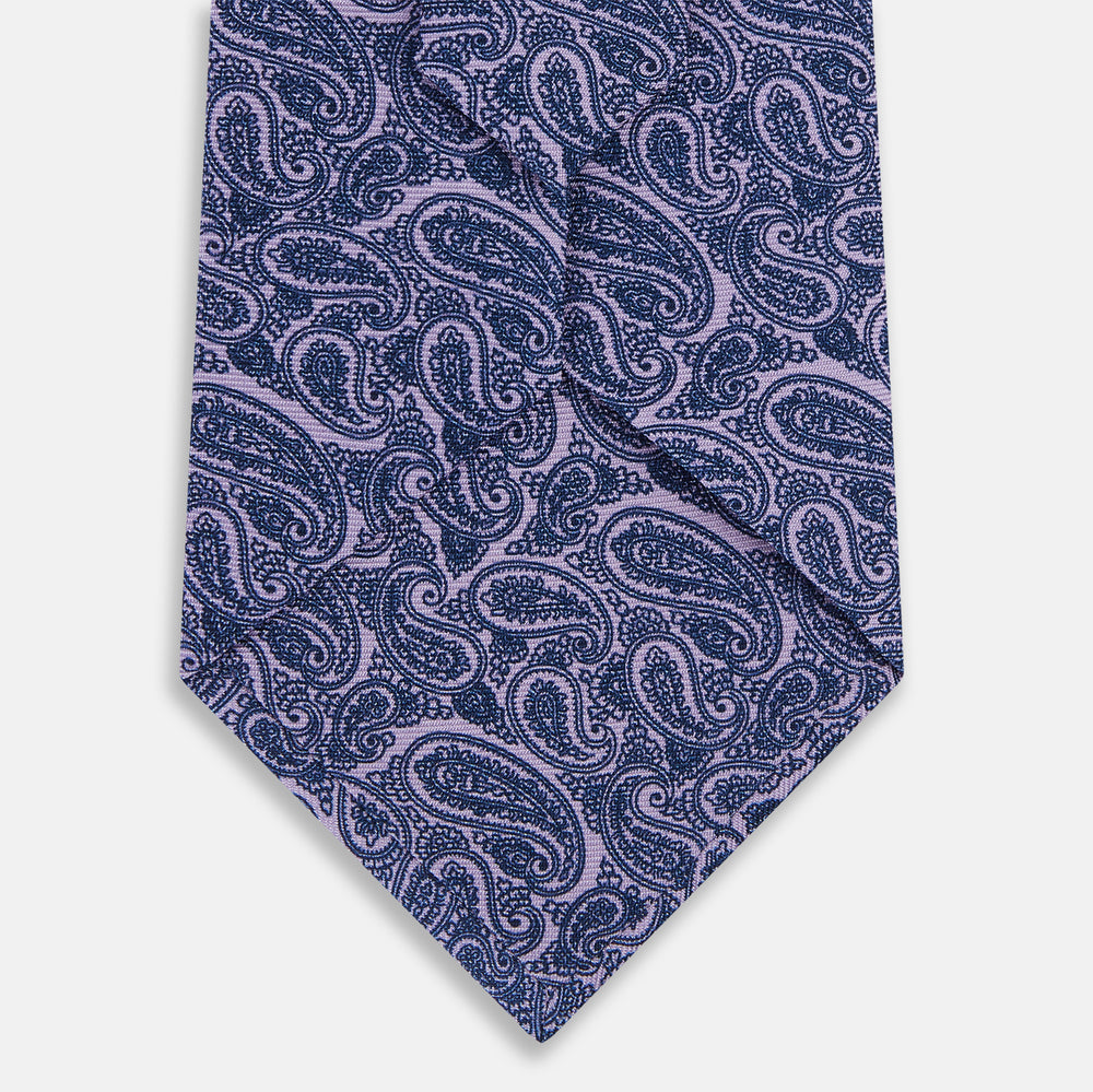 Lilac Paisley Printed Silk Tie