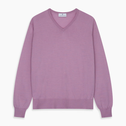 Pink Merino Kennedy V-Neck Jumper Image 3
