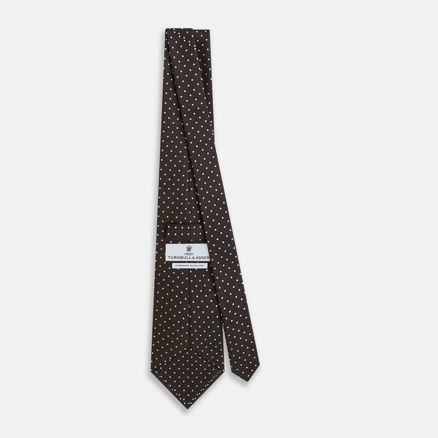 View 4 of product White and Brown Micro Dot Silk Tie