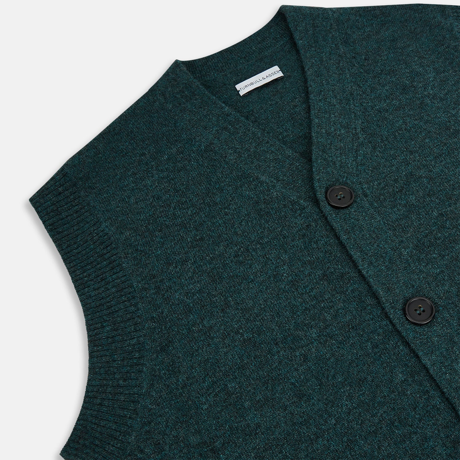 View 2 of product Forest Green Melange Cashmere Sleeveless Cardigan
