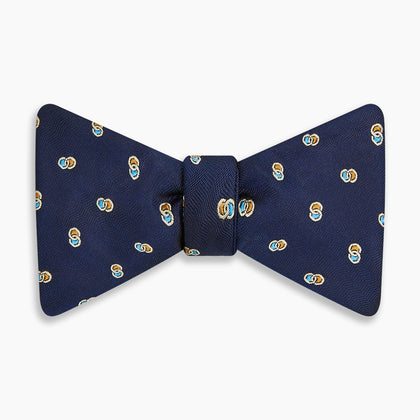 Blue and Yellow Links Silk Bow Tie Image 3