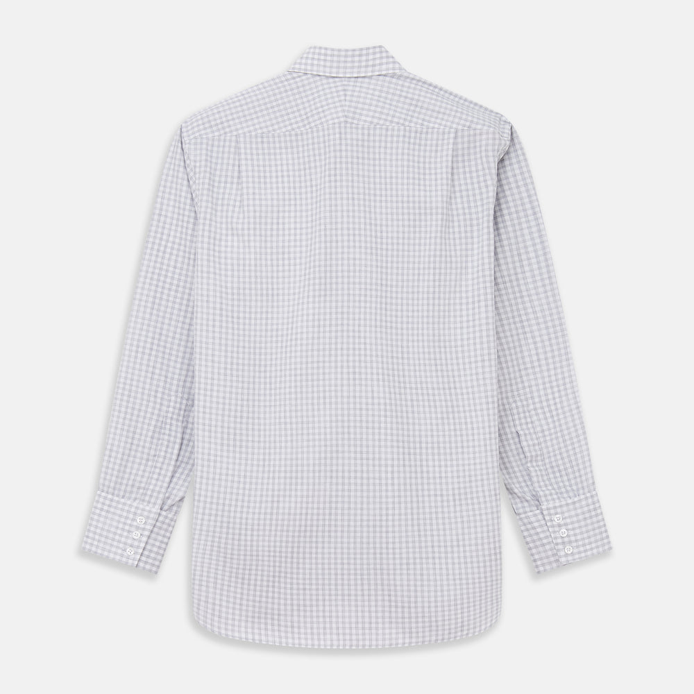 Grey Check Cotton Melange Regular Fit Mayfair Shirt