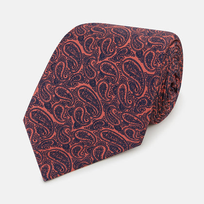 Orange Paisley Silk Tie
