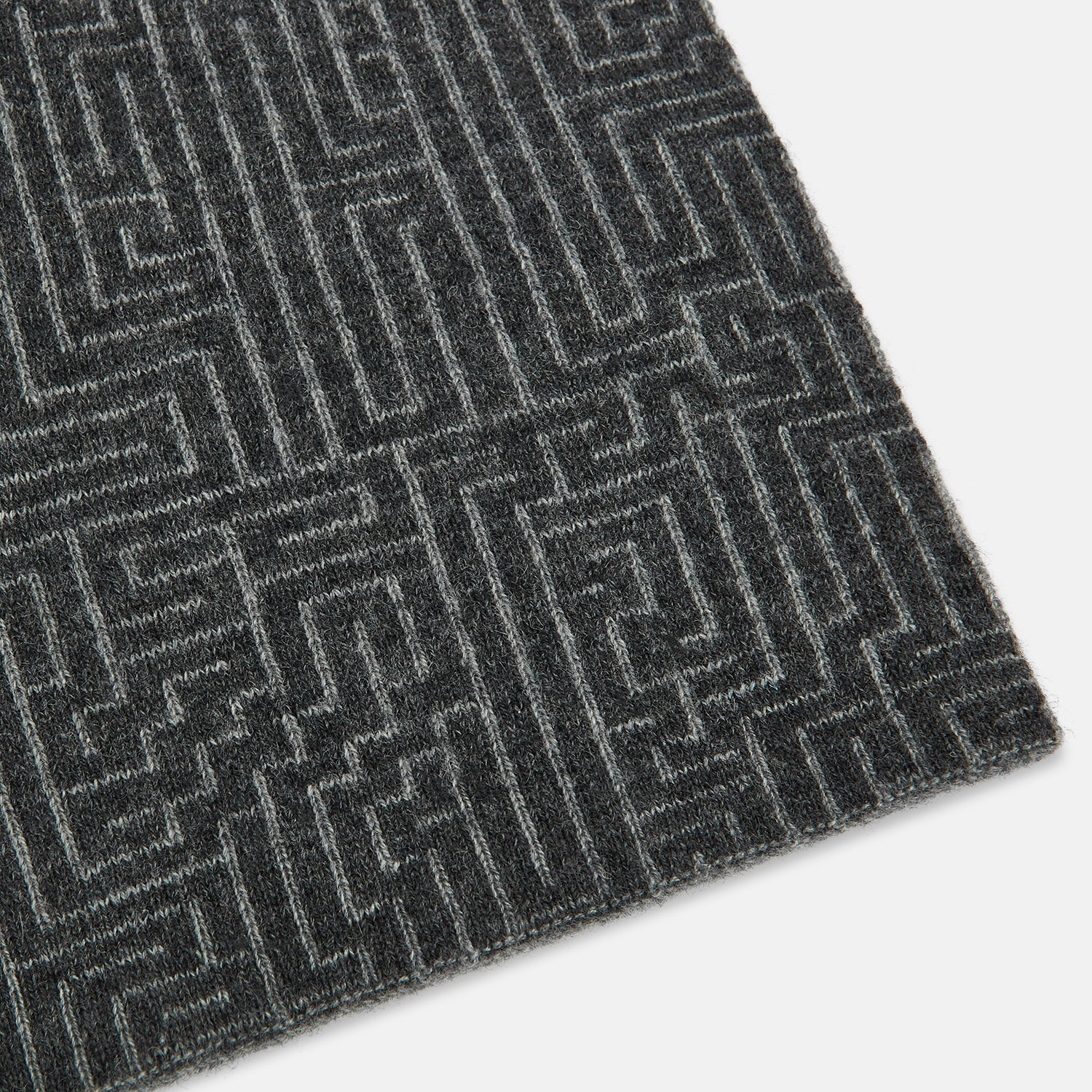 View 2 of product Grey Fretwork Cashmere Knitted Scarf