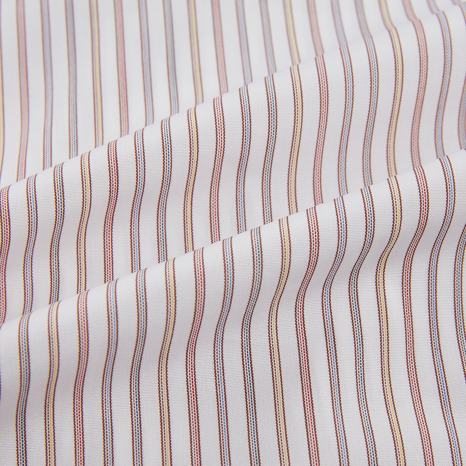 View 6 of product Red with Multicoloured Music Stripe Mayfair Shirt