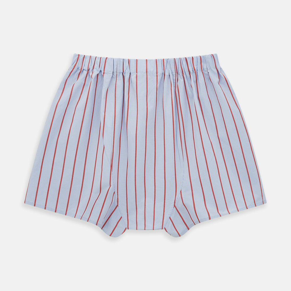 Pale Blue And Red Pinstripe Godfrey Boxer Shorts