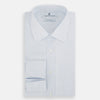 View 5 of product Blue and White Thin Stripe Shirt with T&A Collar and Double Cuffs