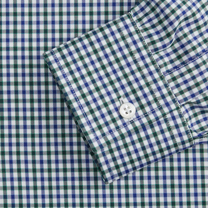 Green and Blue Cotton Multi Check Weekend Fit Finch Shirt Image 2