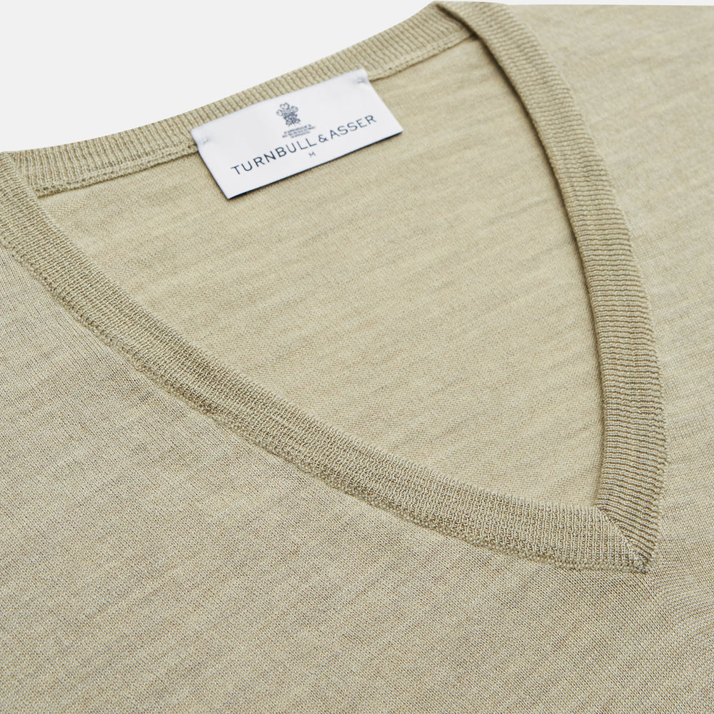 Light Green Kennedy Merino V-Neck Jumper