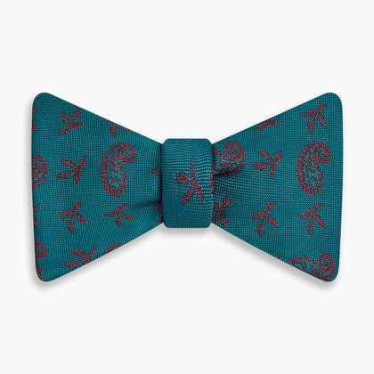 Teal Paisley Silk Bow Tie Image 3