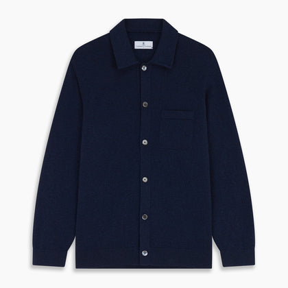 Navy Cashmere Duncan Knitted Shirt Image 5