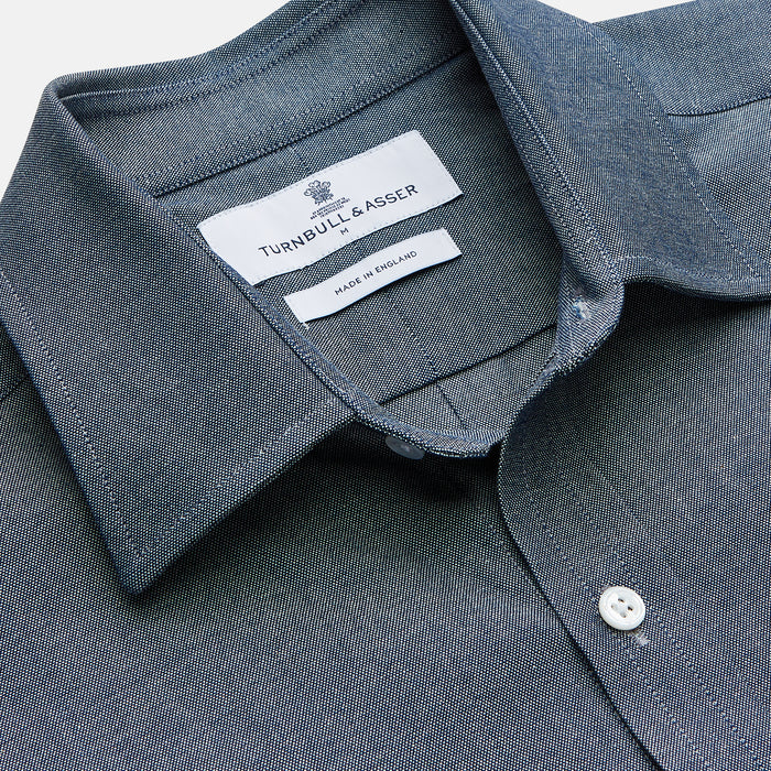 Blue Weekend Fit Oxford Finch Shirt With Derby Collar And Chest Pocket Image 1