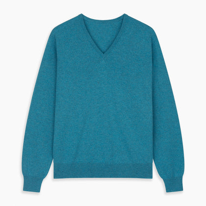 Teal Paden V-Neck Jumper Image 3