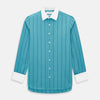 View 1 of product Turquoise Track Stripe Shirt with Contrast T&A Collar and Cuffs