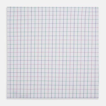 Hand Rolled Pink and Green Grid Check Handkerchief Image 2