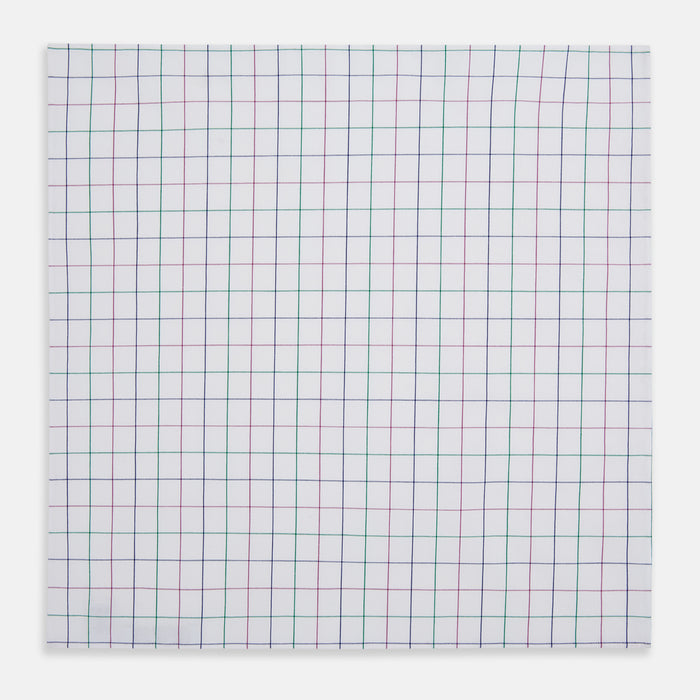 Hand Rolled Pink and Green Grid Check Handkerchief Image 2