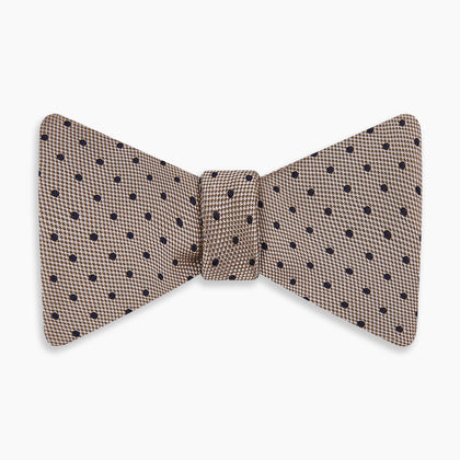 Navy and Taupe Micro Dot Silk Bow Tie Image 3